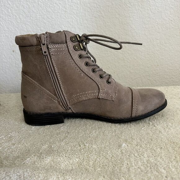White Mountain Womens Size 7.5M Suede Ankle Boots Trenton Brown Lace Up W/Zipper - Picture 6 of 10